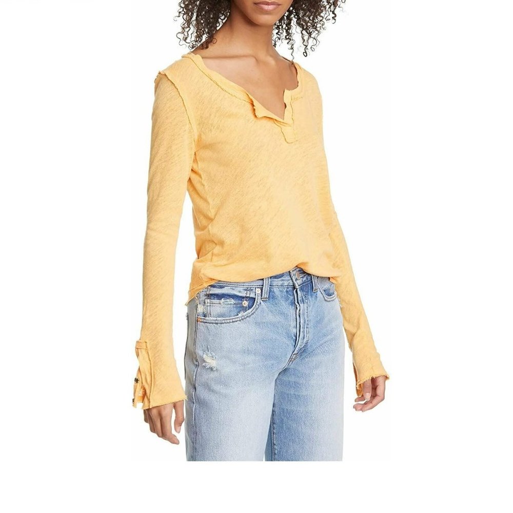 We The Free Hazy Day Henley Top in Orange